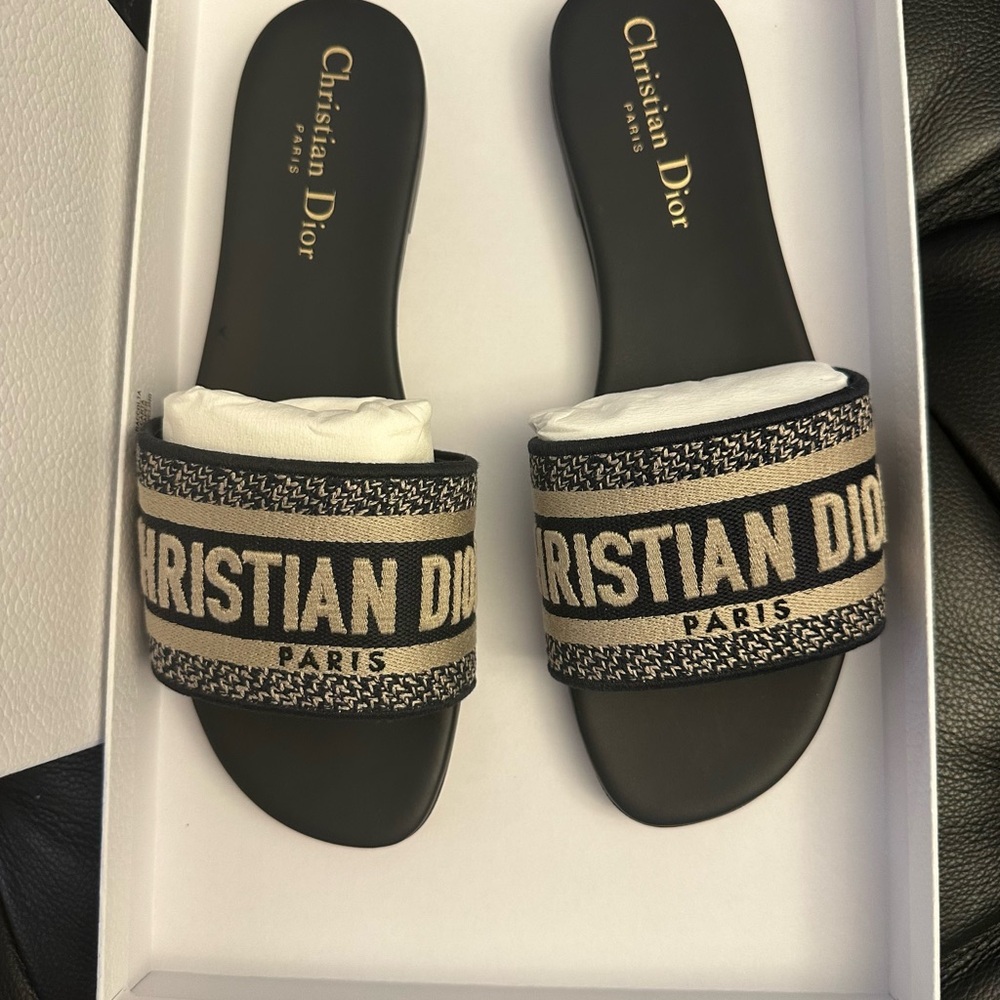 Dior Elegant Black and Brown Slides